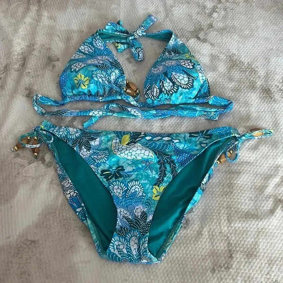 Bleu Rod Beattie Talk Sliding Triangle Bikini Top and Bikini Bottom - Picture 11 of 16